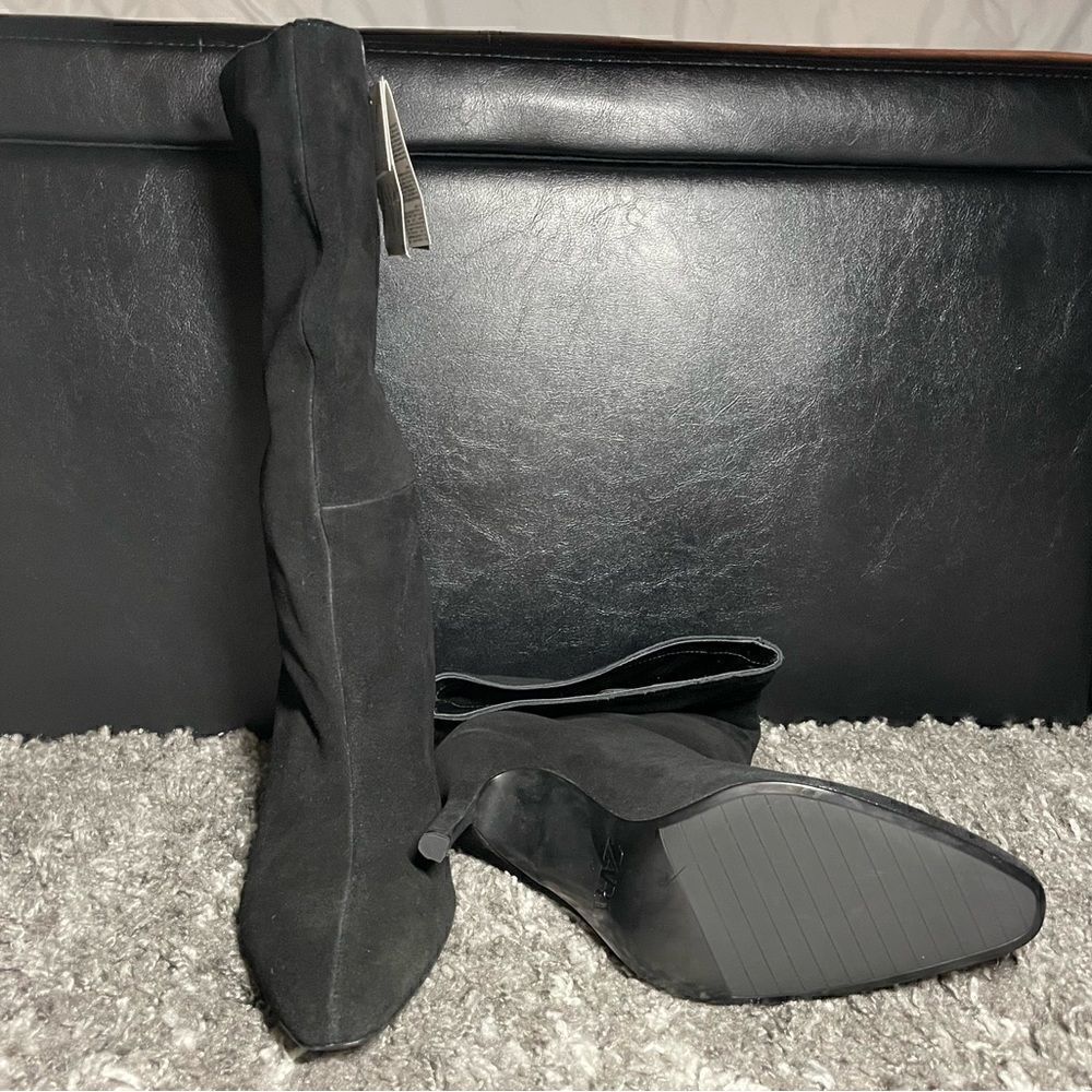 NWT Zara Cowboy Split Leather Heeled Boots - Picture 9 of 10